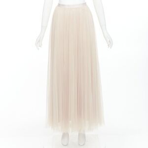 NEEDLE & THREAD champagne tulle ribbon trim waist midi skirt UK6 XS